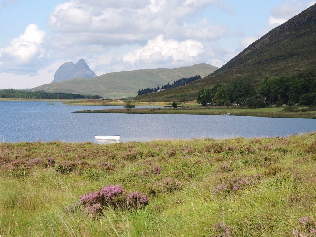 Loch Assynt in Sutherland Scotland with Suilven in background
