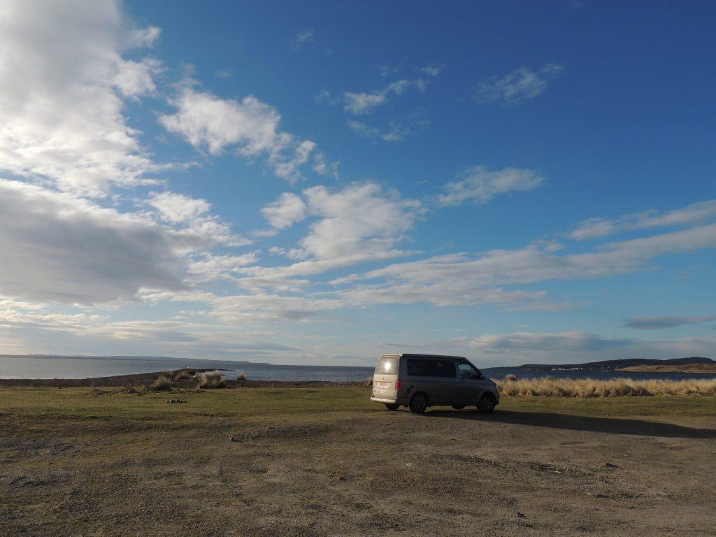 Wild camping in campervan at Lochindaal , Islay, Scotland