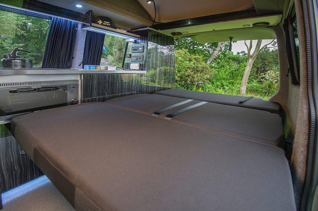 VW Campervan bed Jobl with Four Seasons Campers VW Campervan hire