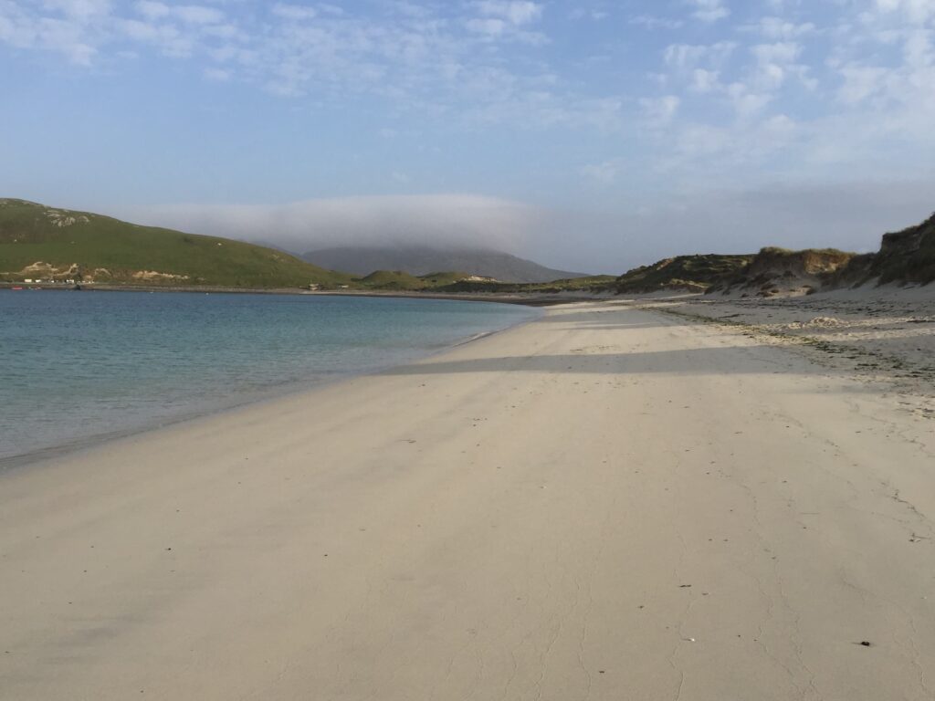 Vatersay Beach in the outer Hebrides while on a campervan adventure with Four Seasons Campers