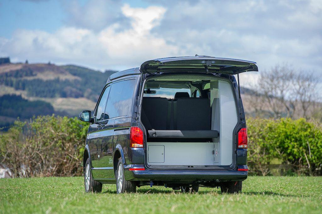 VW Campervan boot storage with Four Seasons Campers VW Campervan Hire Scotland