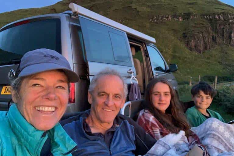 Family enjoying a campervan holiday in Scotland