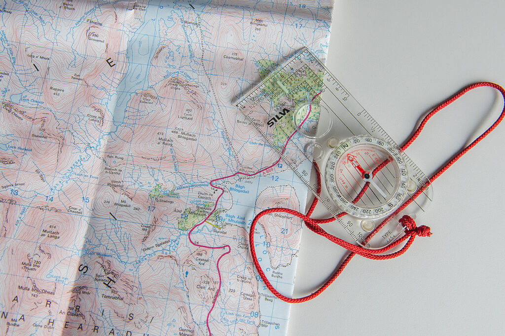 map and compass included in campervan hire Four Seasons Campers Scotland