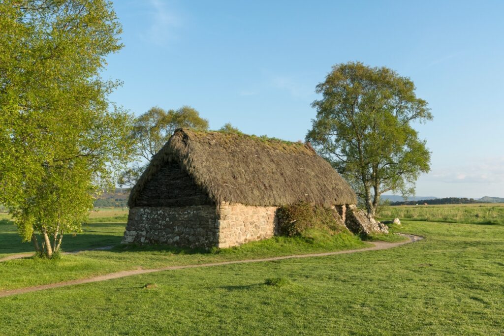 Old Leanach cottage at culloden moor in Scotland