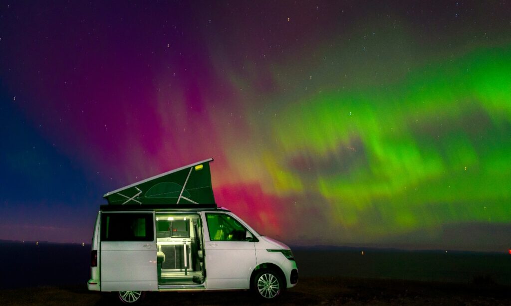 Aurora Northern Lights in Four Seasons Campers campervan scotland