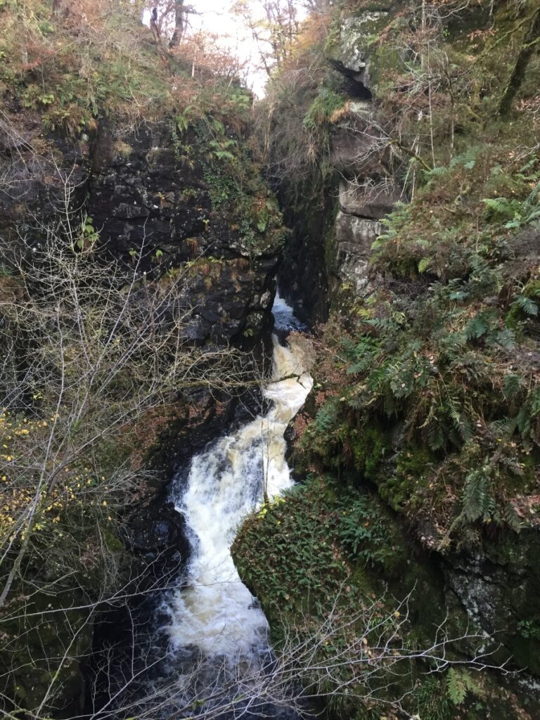 Deils Cauldron waterfall near Comrie Scotland