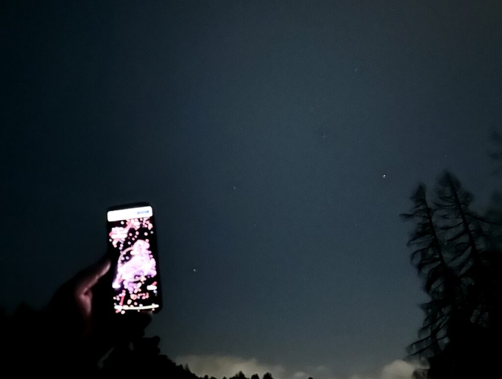 star gazing app with sky on Four Seasons Campers Road trip