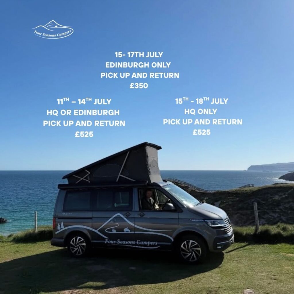 Campervan in Scotland with last minute availability July holiday short break